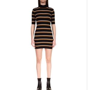 Sanctuary Easy-Rib Mock-Neck Striped Mini Dress Sz L
